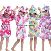 Bathrobe for Girls New Winter Flannel Soft Warm Unicorn Bathrobes Children's Sleepwear Unicorn Bath Robe Unicorn Towels 2024 - buy cheap