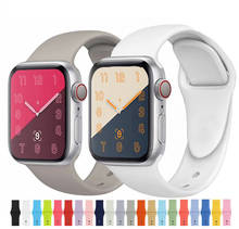 Модный силиконовый спортивный ремешок для Apple Watch Series 5 4 3 2 1 42 мм 38 мм ремешок для iWatch 40 мм 44 мм 2024 - купить недорого