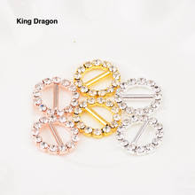 King Dragon Round Clear Rhinestone Buckle Gift Packing Slider Wedding Accessories (Inner Bar 10MM) 100PCS/Lot KD581 2024 - buy cheap