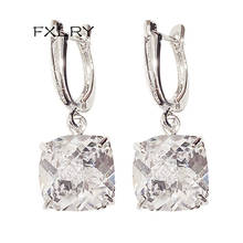 FXLRY-pendientes colgantes de circonita cuadrada, exquisitos, simples, blancos, pequeños, joyería nupcial para fiesta y boda 2024 - compra barato