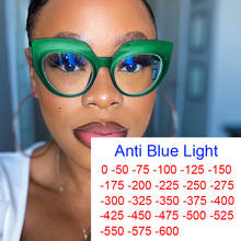 2021 Cat Eye Green Big Frame Myopia Glasses Women Retro Anti Blue Light Eyeglass Clear Lens Short Sight Prescription Glasses -2 2024 - buy cheap