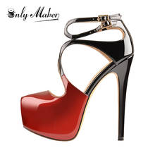 Onlymaker sandálias de salto alto femininas, 15 ~ 16cm, plataforma, stilettos, sapatos de dedo, tamanho grande us5 ~ us15 2024 - compre barato