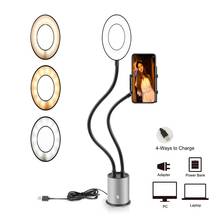 Anel de luz led para selfie, câmera ajustável, com suporte para celular, para maquiagem, vídeo, estúdio ao vivo, transmissão de foto 2024 - compre barato