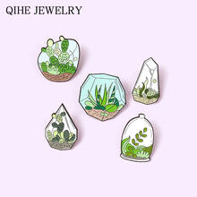 Cartoon Potted Plant Enamel Pins Custom Green Cactus Aloe Brooches Bag Clothes Lapel Pin Badge Jewelry Gift for Friend Wholesale 2024 - buy cheap
