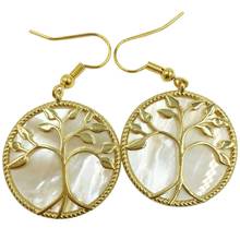 Free Shipping Women Fashion Jewelry Tree of life - Mother of pearl  Shell Round Flower beads Earring 1Pair C8475 2024 - buy cheap