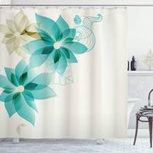 Cortina de chuveiro vintage, design floral inspirado, abstrato, vibrantes, elementos naturais, decoração do banheiro, conjunto com ganchos 2024 - compre barato