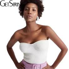 Getspring-Top corto para mujer, Top Sexy con hombros descubiertos, ropa corta de punto blanco y negro, moda 2020 2024 - compra barato