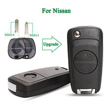 Carcasa de llave de coche remota para Nissan Micra Almera Primera x-trail, 2 botones, modificada, con hoja Nsn11 /Nsn14 2024 - compra barato
