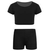 Oyolan Kids Girls Sports Tracksuit Outfit T Shirt Crop Top with Shorts Bottoms for Stage Performance Ballet Dance Gym Workout 2024 - buy cheap