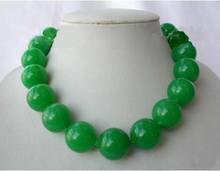 stunning big 20mm round green jade beads necklace 2024 - buy cheap