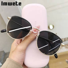 Imwete Metal Women Sunglasses Half Frame Sun Glasses Men Vintage Round Outdoor Goggles Colored Eyeglasses UV400 Gold Eyewear 2024 - buy cheap