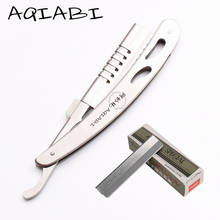 Stainless Steel Salon Sharp Barber Razor Blade Hair Cut Razors Cutting Thinning Knife Hairdresser Tool 1Pcs + 10 Blades A6103 2024 - buy cheap