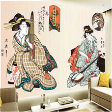 Пользовательские Ручная роспись Ukiyo-e дамы фигура фото обои s японский ресторан Фреска суши магазин промышленный Декор обои 3D 2024 - купить недорого
