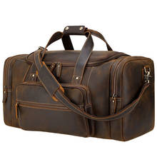 Большая Дорожная сумка из натуральной кожи, Стильный винтажный чемодан сумки Для мужчин мужской вещевой сумки для путешествий, сумка на выходные сумки для мужчин 2024 - купить недорого