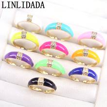 10Pcs New Design Gold Color Round Hollow Geometric Colorful Enamel Rings For Women Fashion Open Ring Female Jewelry 2024 - buy cheap