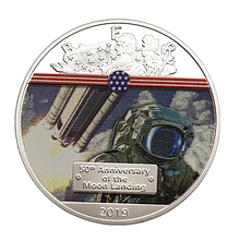 Apollo 50th Anniversary Silver Plated Coin US Space Astronauts On The Moon Footprint Commemorative Coins Collectibles 2024 - buy cheap