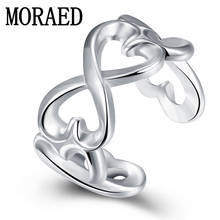 925 Sterling Silver Fashion Heart Finger Rings Adjustable For Women Wedding Party Jewelry Silver Rings 2024 - buy cheap