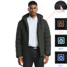 Мужская зимняя куртка с подогревом через USB, плотная парка с воротником и спинкой, однотонная мужская зимняя куртка, одежда для мужчин, 2019 2024 - купить недорого