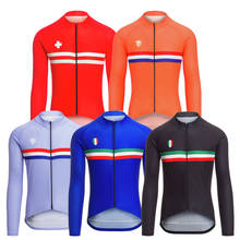 Cycling Jersey men long sleeve winter fleece and no fleece red black blue Orange gray cycling clothing maillot ciclismo mtb 2024 - buy cheap