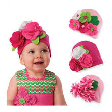 Gorro infantil artesanal, gorro para meninas para bebês, natal, fotografia, adereços, flores, presentes para recém-nascidos 2024 - compre barato