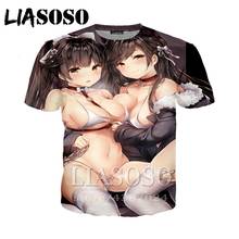 LIASOSO Harajuku Azur Lane Men's T Shirt Anime Cool Women Cute Sexy T-shirt 3D Print Tees Tops Cartoon Funny Casual Shirt New 2024 - buy cheap
