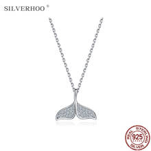 SILVERHOO Women Necklace 925 Sterling Silver Trendy Fish Tail With 5A Cubic Zirconia Pendant Necklaces Hot Sale Silver Jewelry 2024 - buy cheap