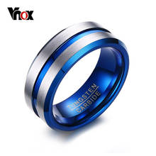 Anel de tungstênio para casamento vnox, anéis finos de linha azul de 8mm e carboneto de tungstênio para homens, joias 2024 - compre barato
