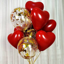 5PCS/lot Ruby Red Heart Balloon Metal Pearl Latex Balloons Gold Confetti Air Balloons Globos Wedding Party Decoration 2024 - buy cheap