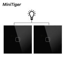 Minitiger-interruptor eu de parede, padrão europeu, controle bidirecional, painel de vidro cristalino
