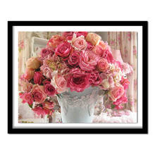 5d pintura diamante flores praça cheia strass ponto cruz diamante bordado flores rosa pintura hobby decoração da sua casa 2024 - compre barato