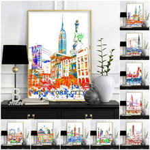 Color World City Poster, New York Paris Moscow Wall Art, Dubai Roma Wall Stickers, San Francisco Rio De Janeiro Travel Poster 2024 - buy cheap