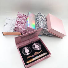 Cílios vazios pacote conjunto de mármore lash livros com bandeja para dentro para adesivos pinça delineador vison cílios 2024 - compre barato