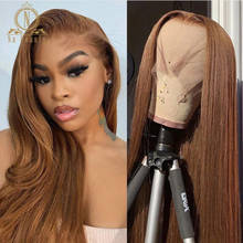 Nabeauty-Peluca de cabello humano liso para mujeres negras, postizo de encaje Frontal 13x6, Color marrón, 150 Remy 2024 - compra barato