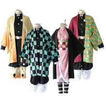 Disfraz de Demon Slayer para hombre y mujer, uniforme de Anime Kimetsu No Yaiba Tanjiro Kamado, pelucas, Kimono, Disfraces de Halloween, CS010 2024 - compra barato