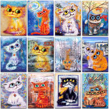 Diamand-pintura de diamante 5D DIY de gato, bordado de diamantes cuadrados y redondos, punto de cruz, pintura de mosaico de diamantes, arte para decoración del hogar 2024 - compra barato