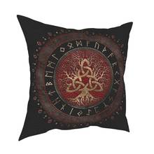 Funda de almohada de árbol de la vida con Triquetra, decorativa, de poliéster, divertida, decoración del hogar 2024 - compra barato