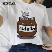 Женская футболка Nutella Эстетическая с забавным принтом Tumblr, Повседневная белая футболка 2020, летняя модная футболка с графическим принтом, женская одежда 2024 - купить недорого