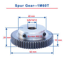 1 Piece 1M60T Spur Gear Bore Size  6 / 8 / 10 / 12  mm Motor Gear Low Carbon Steel Material High Quality Metal Gear For Motor 2024 - buy cheap