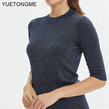 Elegant O neck shining  Knitted Sweater Women Solid Basic  Pullover autumn 2021 Spring Fashion Clothing Top  TSP209 2024 - buy cheap