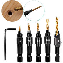 5Pcs Countersink Drill Woodworking Drill Bit Set Drilling Pilot Holes For Screw Sizes hand Tool set #5 #6 #8 #10 #12 2024 - buy cheap