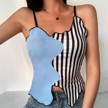 2020 Summer Black White Striped Patchwork Camis Tank Tops Sexy Spaghetti Strap Bare Navel Tops Lady Camisole WDC4700 2024 - buy cheap