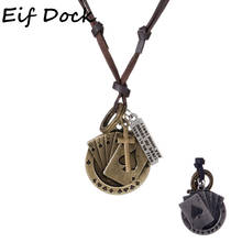 Eif Dock Vintage Men's Leather Rope Necklace Playing Cards Raja Vegas Charm Male Cross Jewelry Women Punk Motorcycle Jewelry 2024 - buy cheap
