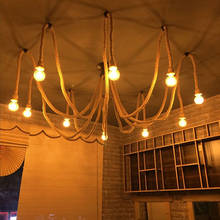 Retro Edison Bulb Light Hemp Rope Chandelier Vintage Loft Adjustable DIY E27 Spider Lustre cafe living room bar Fixture Light 2024 - buy cheap