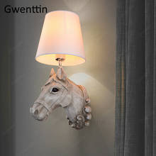 Lámpara de pared de cabeza de caballo, candelabro de resina Vintage, accesorios de luz LED para espejo, para sala de estar, dormitorio, baño, decoración del hogar 2024 - compra barato