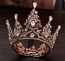 2020 new baroque vintage bridal crown headdress luxury rhinestone round crown wedding dress accessories 2024 - buy cheap