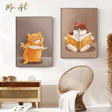 Nordic Cartoon Animal Canvas Painting Funny Cats Posters and Prints Wall Art Pictures for Living Room Kids Room Home Decoration 2024 - buy cheap