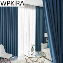 Modern Navy Blue Striped Jacquard Blackout Curtains For Living Room Bedroom High Quality Cotton Linen Window Drapes AD574H 2024 - buy cheap