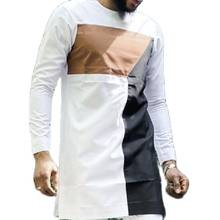 Nigerian Style Men's Shirts White Patchwork Tops African Fashion Casual Male Wedding Party Dashiki Wear Customized 2024 - buy cheap