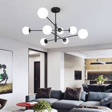 Lámpara de araña de cristal blanco nórdico, luminaria de suspensión led de frijol mágico negro, accesorio de luz para sala de estar, comedor y dormitorio 2024 - compra barato