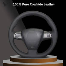 Black Genuine Leather Car Steering Wheel Cover for Toyota Corolla 2011 2012 2013 RAV4 2011 2012 2024 - buy cheap